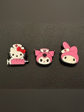 Sanrio Kuromi Pink Nurse PVC Shoe Charm Set of 3